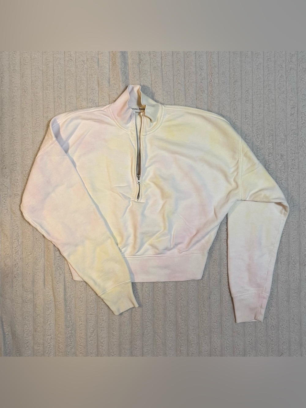 Reformation Jeans Cropped Quarter Zip Sweatshirt Pastel Tie Dye